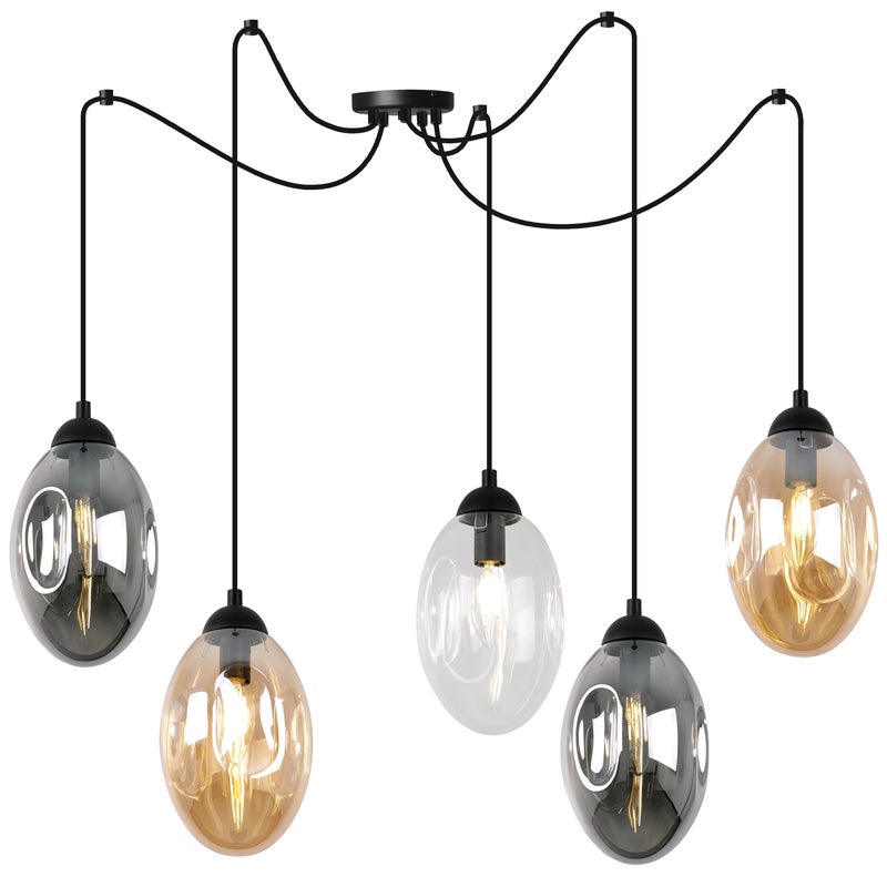 Lampa sufitowa wisząca Vigo Spider modern 5xE14 abażur owalny wielokolorowy Light Home LH