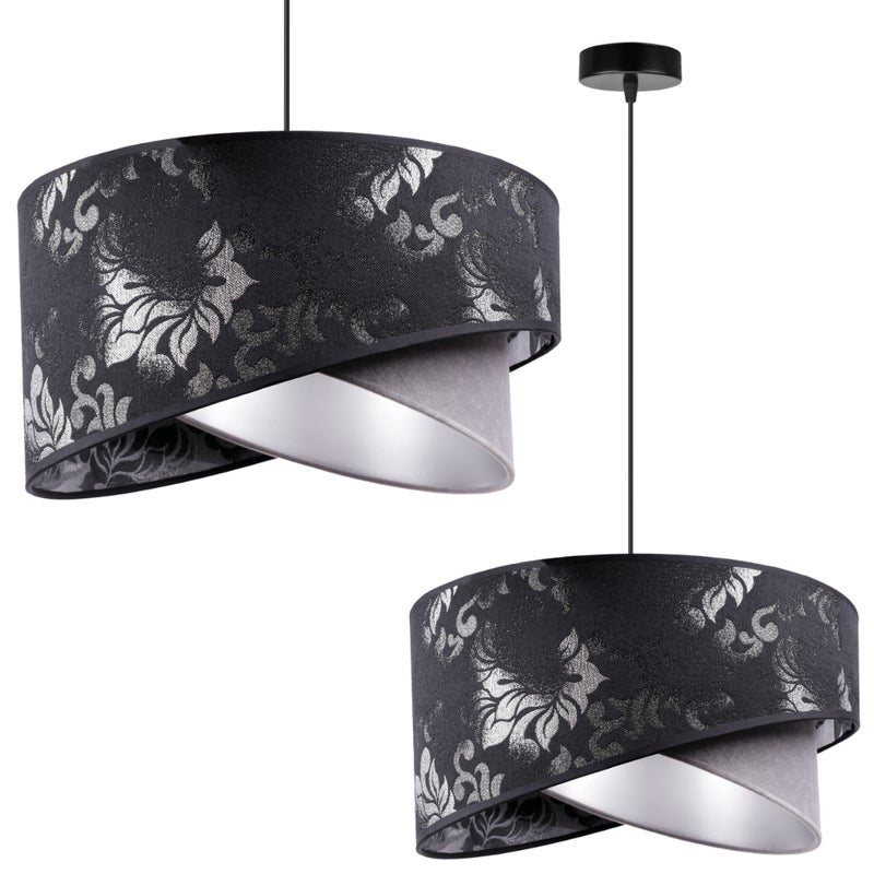 Lampa sufitowa wisząca Werona modern 1xE27 abażur asymetryczny owalny srebrny Light Home LH