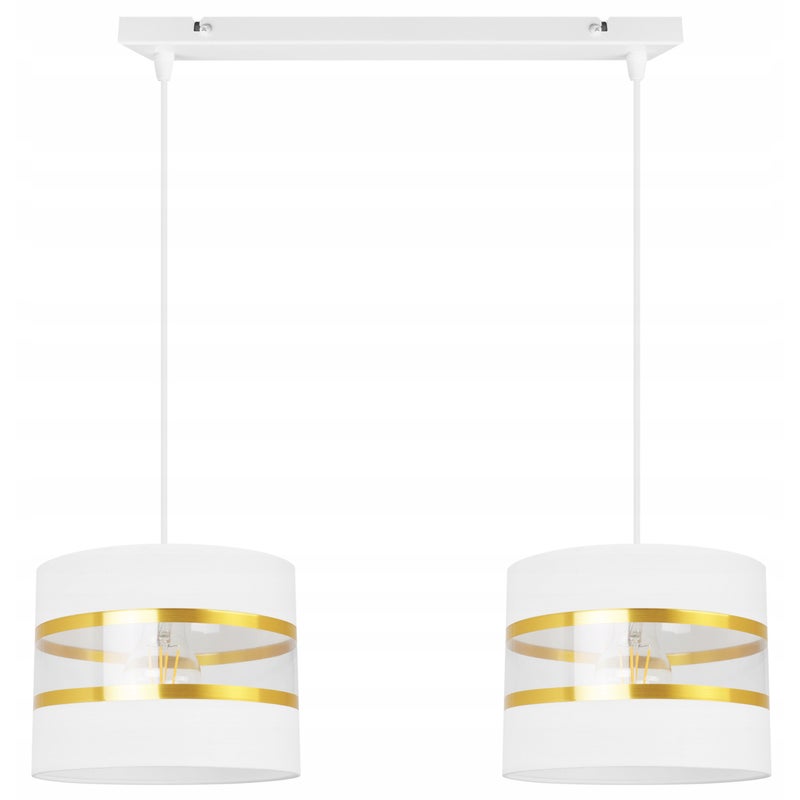 Lampa sufitowa wisząca Elegance Gold modern 2xE27 abażur walec biały Light Home LH