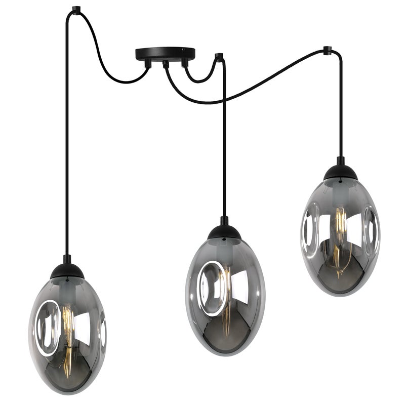 Lampa sufitowa wisząca Vigo Spider modern 3xE14 abażur owalny grafitowy Light Home LH
