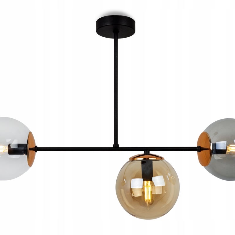 Lampa sufitowa wisząca Tuluza elegance 3xE27 abażur kule różnokolorowe/miedziane Light Home LH