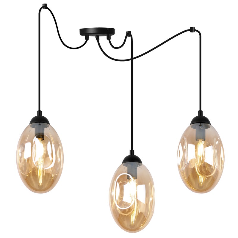 Lampa sufitowa wisząca Vigo Spider modern 3xE14 abażur owalny miodowy Light Home LH