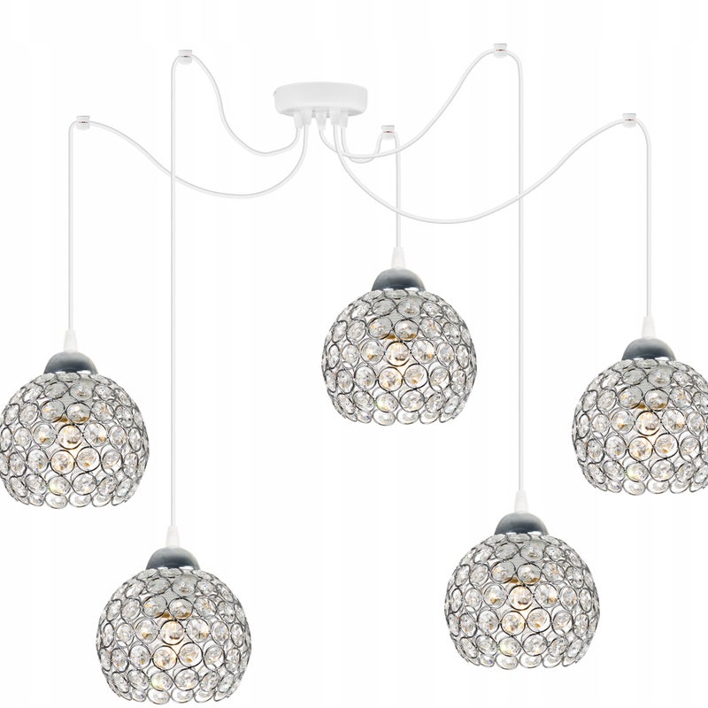 Lampa sufitowa wisząca Spider Crystal glam 5xE27 abażur półkulisty kryształowy transparentny Light Home LH