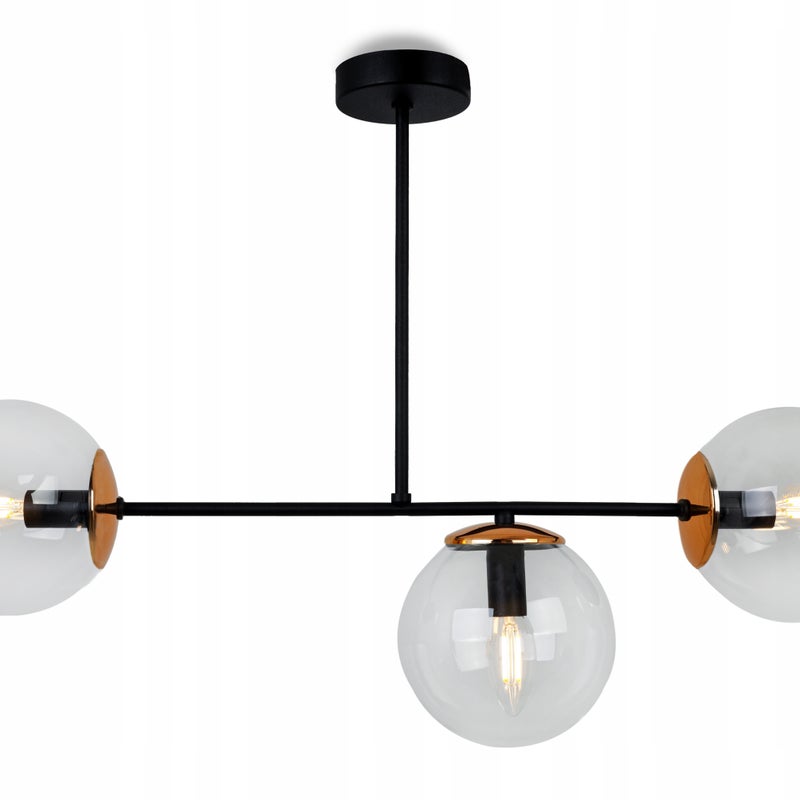 Lampa sufitowa wisząca Tuluza elegance 3xE27 abażur kule transparentne/miedziane Light Home LH