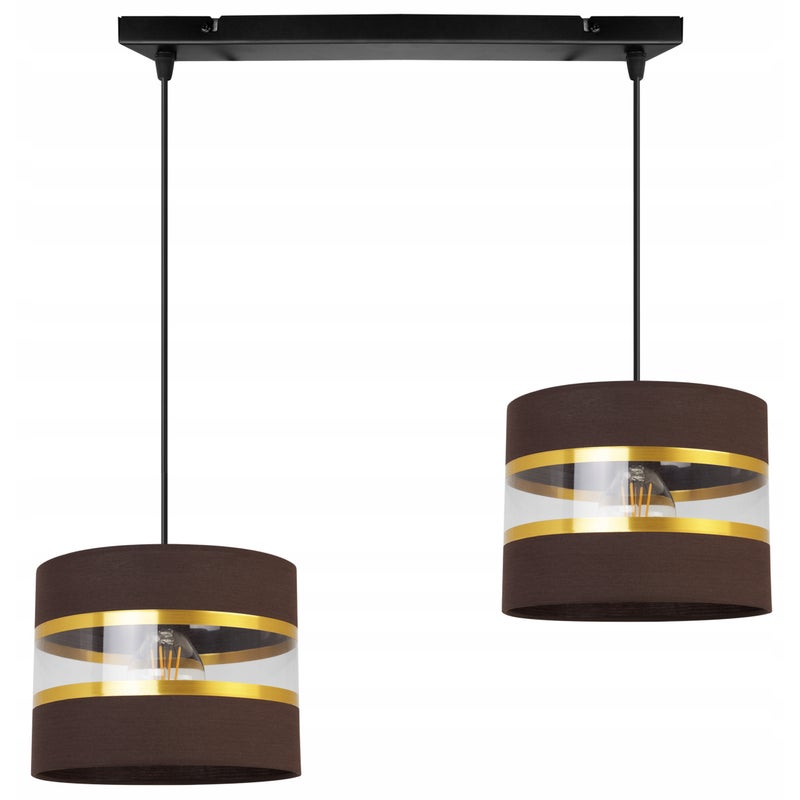 Lampa sufitowa wisząca Elegance Gold modern 2xE27 abażur walec czarno/brązowy Light Home LH