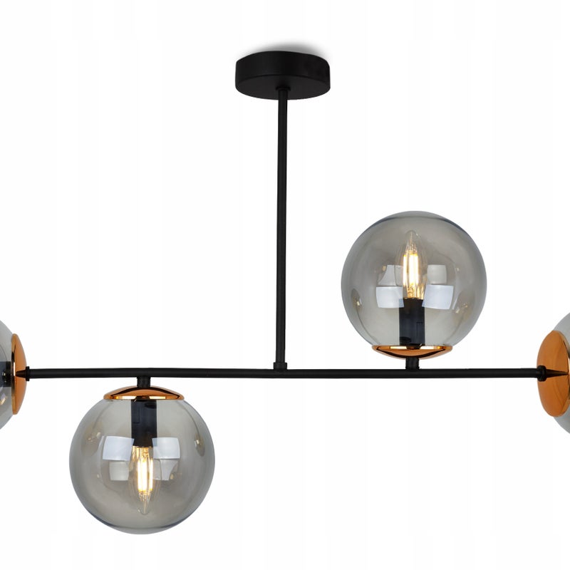 Lampa sufitowa wisząca Tuluza czarna loft 4xE27 klosz szklana kula grafitowy/miedziany Light Home LH