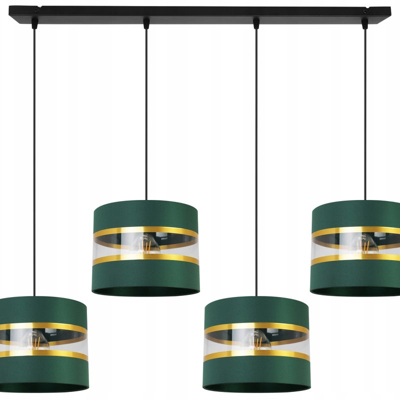 Lampa sufitowa wisząca Elegance Gold classic 4xE27 abażur walec czarno/zielony Light Home LH