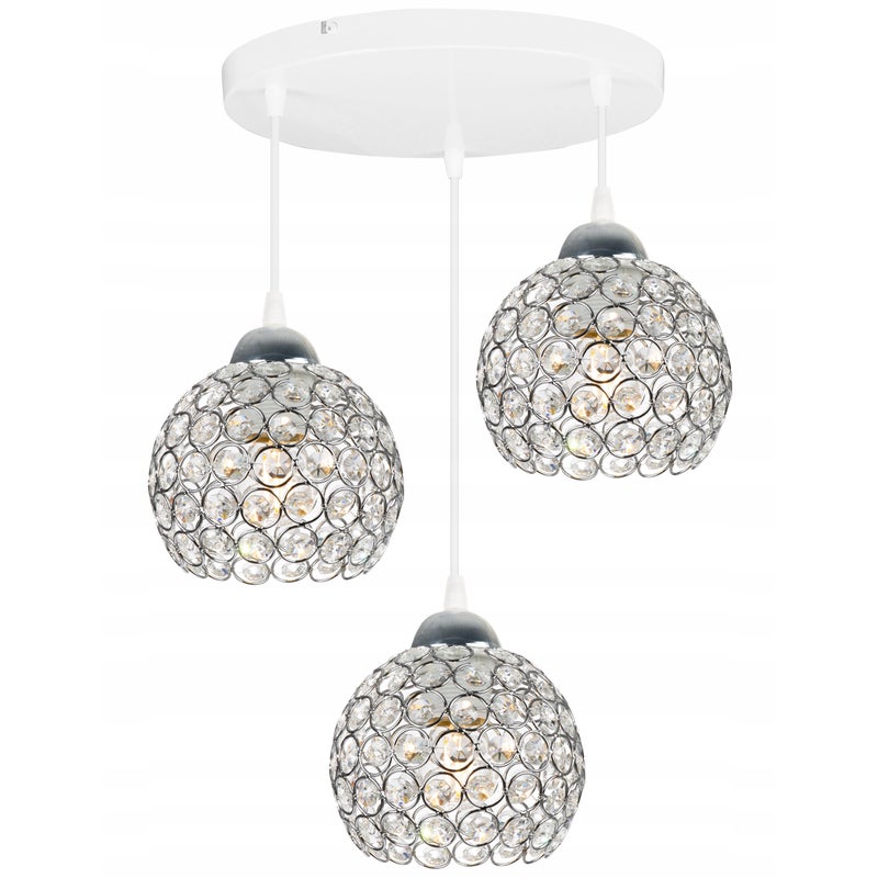Lampa sufitowa wisząca boho Crystal 3xE27 klosz kula kryształowa transparentna Light Home LH