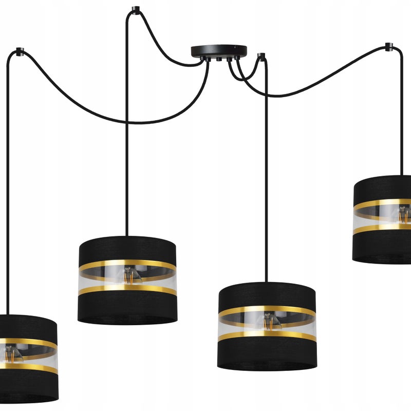 Lampa sufitowa wisząca Spider Elegance Gold modern 4xE27 abażur walec czarny Light Home LH
