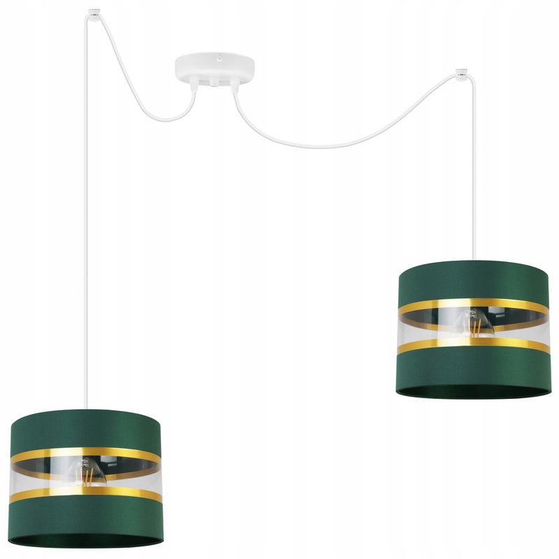 Lampa sufitowa wisząca Spider Elegance Gold modern 2xE27 abażur walec biało/zielony Light Home LH