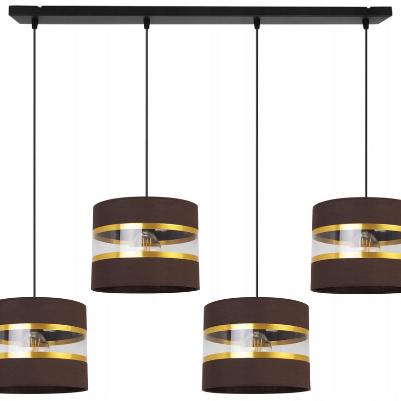 Lampa sufitowa wisząca Elegance Gold classic 4xE27 abażur walec czarno/brązowy Light Home LH