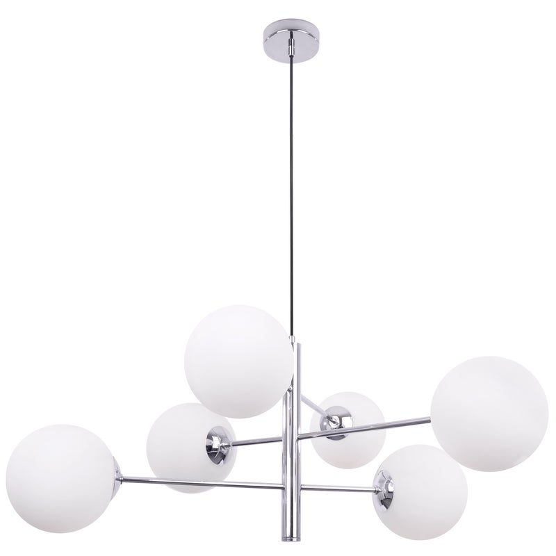 Lampa sufitowa wisząca Vicenza modern 6xE27 abażur kula biała/srebrna Light Home LH