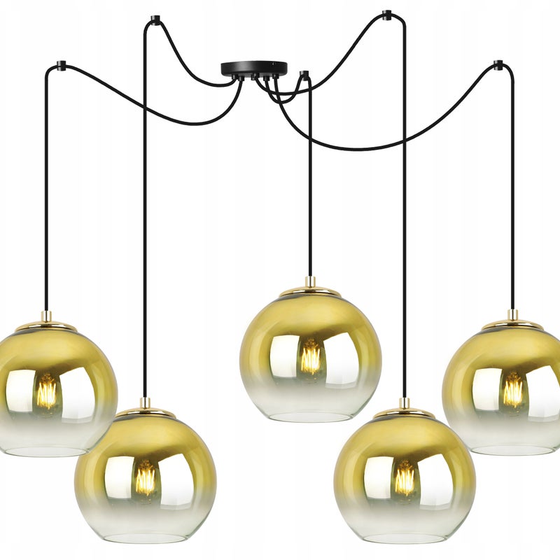 Lampa sufitowa wisząca Spider Beren Gold modern 5xE27 15cm abażur kula złota Light Home LH