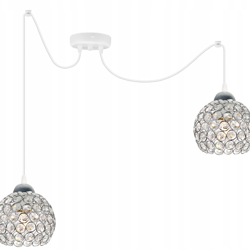 Lampa sufitowa wisząca modern Spider Crystal 2xE27 klosz kula kryształowa transparentna Light Home LH