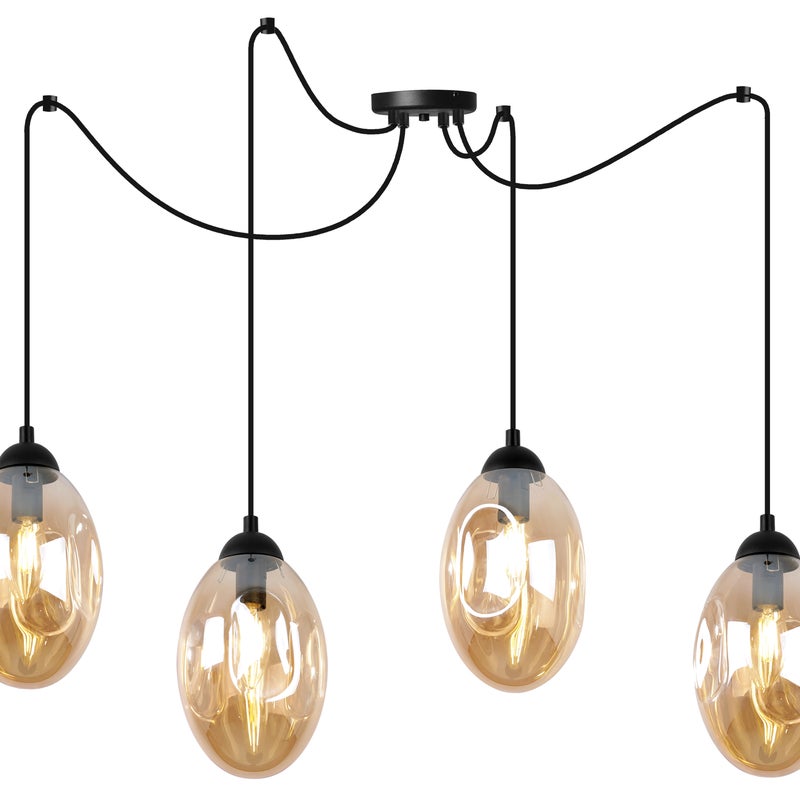 Lampa sufitowa wisząca Vigo Spider modern 4xE14 abażur owalny miodowy Light Home LH