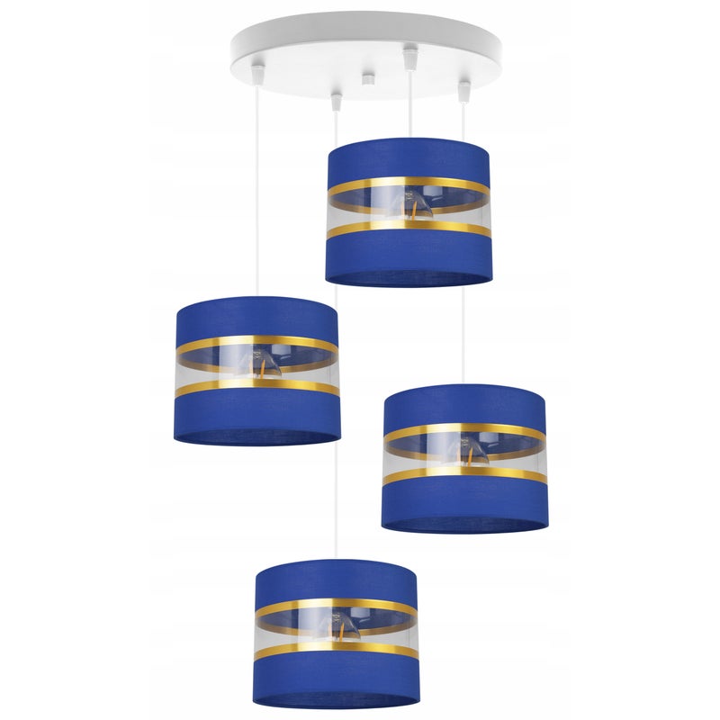 Lampa sufitowa wisząca Elegance Gold modern 4xE27 abażur walec biało/niebieski Light Home LH