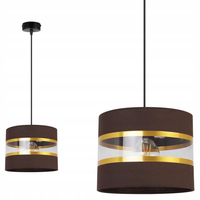 Lampa sufitowa wisząca Elegance Gold modern 1xE27 abażur walec czarno/brązowy Light Home LH
