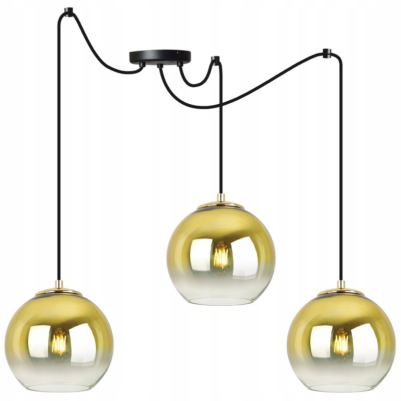 Lampa sufitowa wisząca Spider Beren Gold modern 3xE27 15cm abażur kula złota Light Home LH