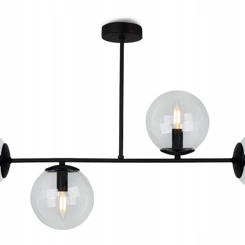 Lampa sufitowa wisząca Tuluza elegance 4xE27 abażur kule transparentne/czarne Light Home LH