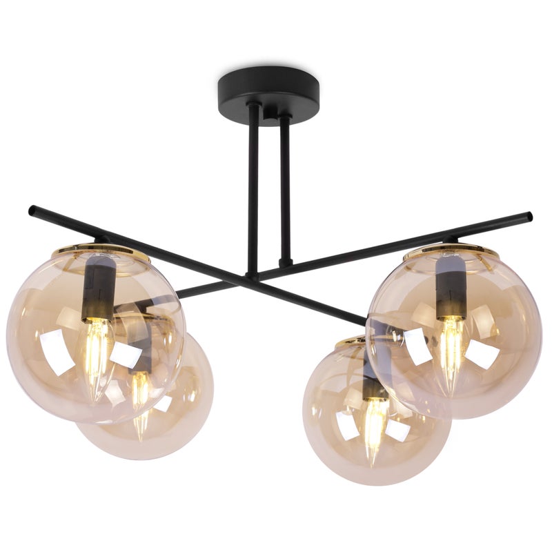 Lampa sufitowa wisząca Modena modern 4xE27 abażur kula miodowa/złota Light Home LH