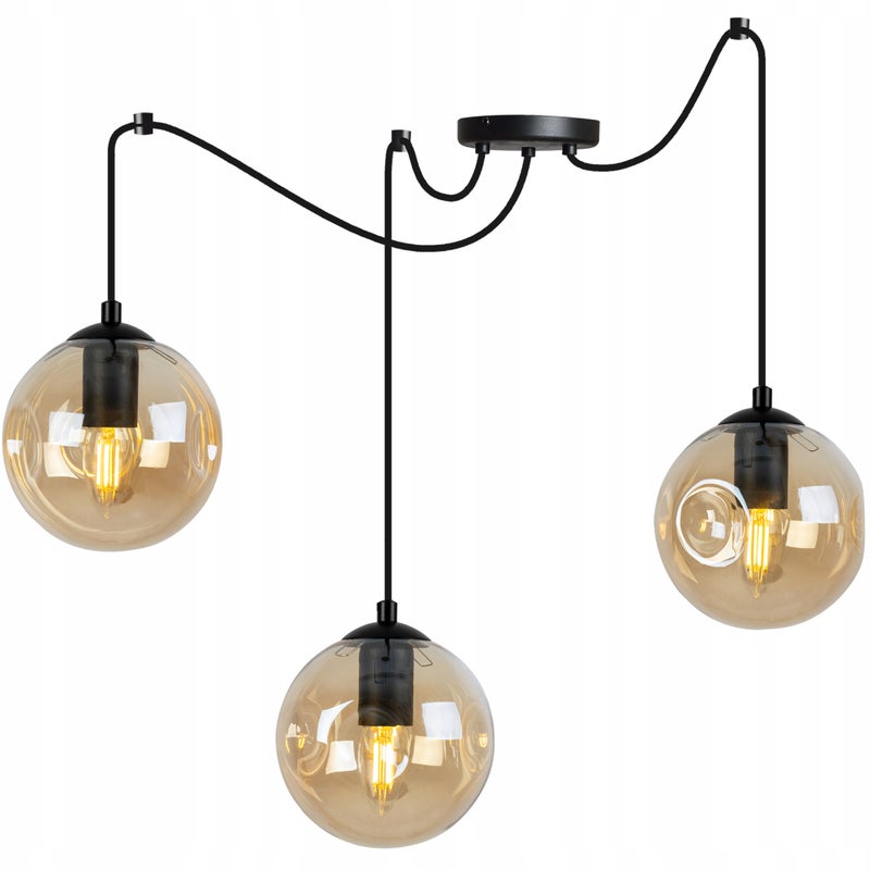 Lampa sufitowa wisząca Spider Monako boho 3xE27 abażur kula miedziana Light Home LH