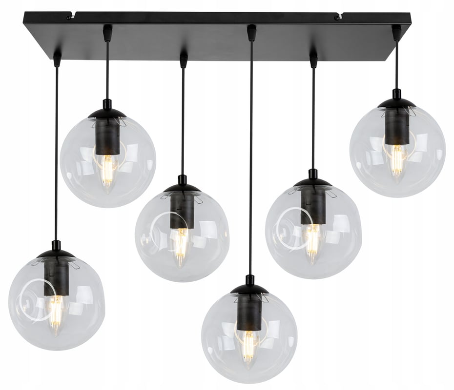 Lampa sufitowa wisząca Monako elegance 6xE27 abażur kule transparentne Light Home LH