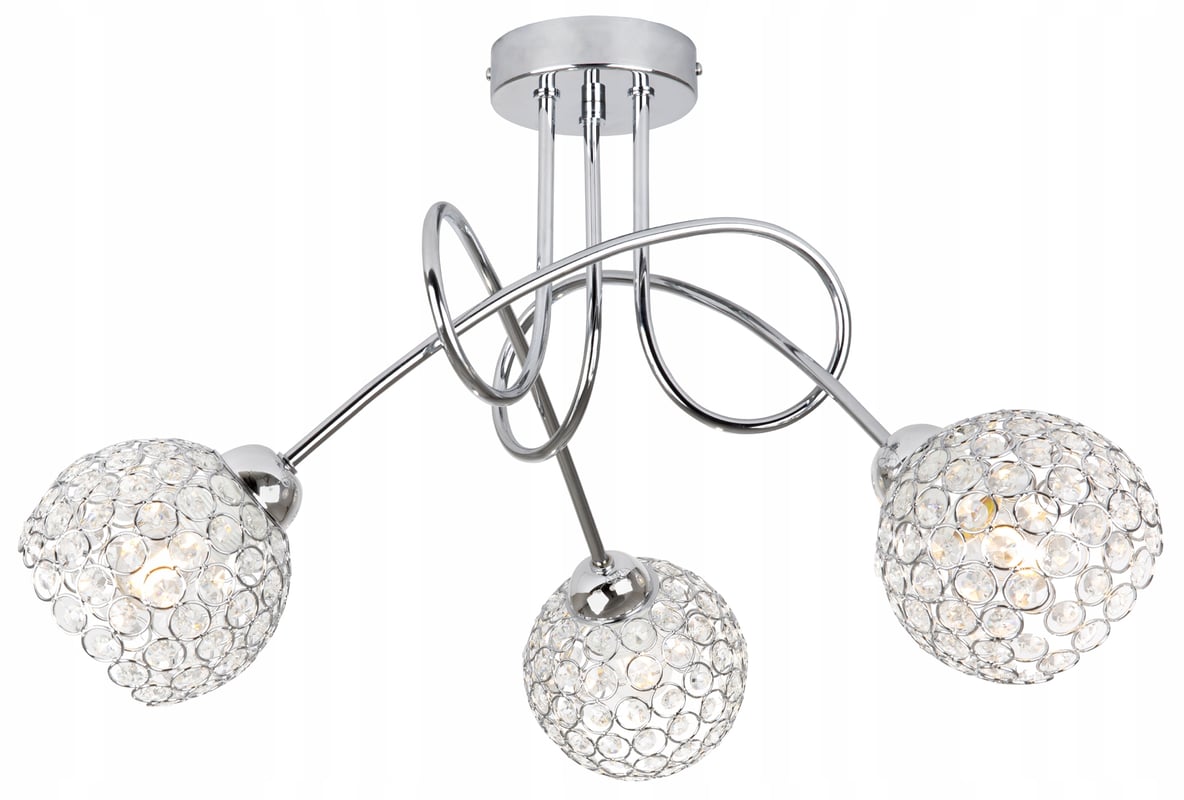 Lampa sufitowa żyrandol Crystal 3xE27 klosz kula kryształowa transparentna Light Home LH