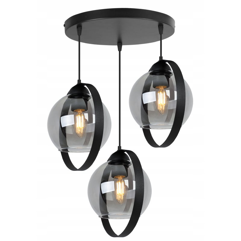 Lampa sufitowa wisząca Ring Haga modern 3xE27 abażur pierścień grafitowy Light Home LH
