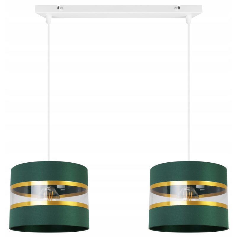 Lampa sufitowa wisząca Elegance Gold modern 2xE27 abażur walec biało/zielony Light Home LH