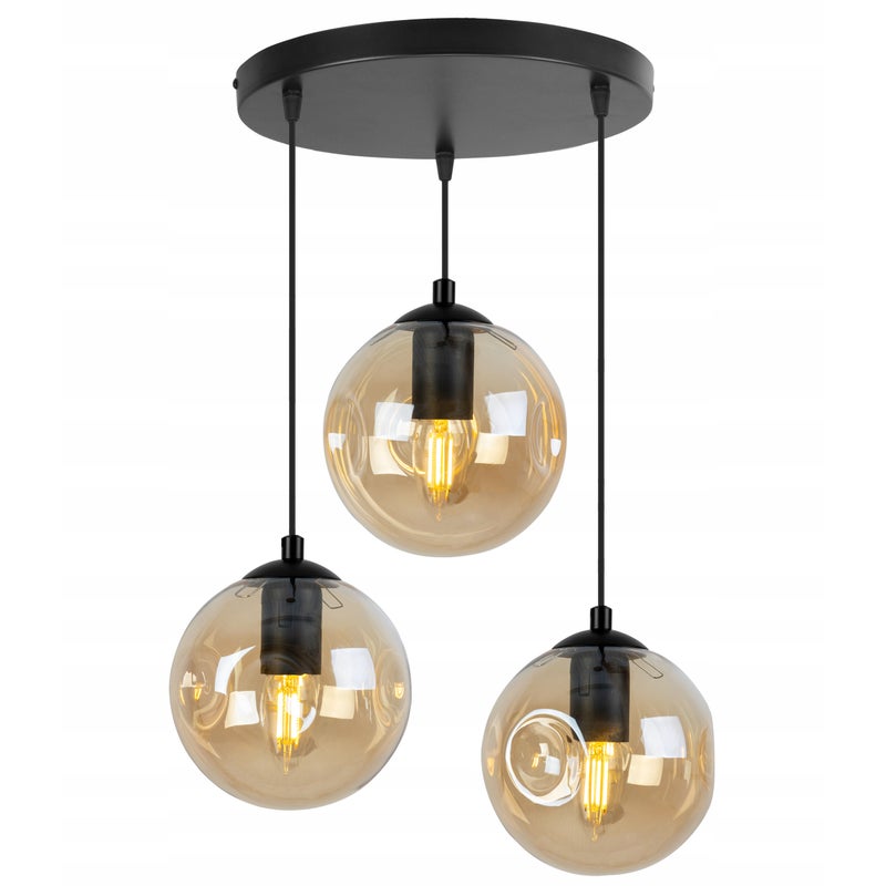 Lampa sufitowa wisząca Monako boho 3xE27 abażur kula miedziana Light Home LH
