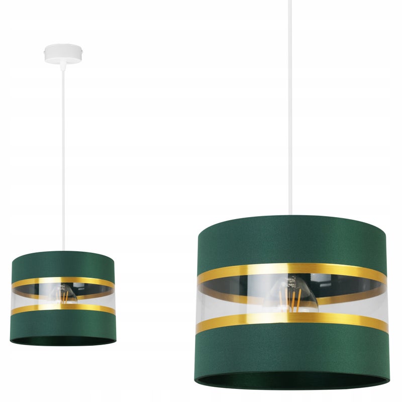 Lampa sufitowa wisząca Elegance Gold boho 1xE27 abażur walec biało/zielony Light Home LH