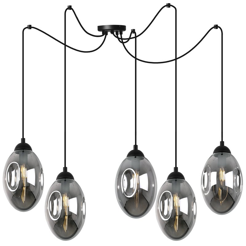Lampa sufitowa wisząca Vigo Spider modern 5xE14 abażur owalny grafitowy Light Home LH