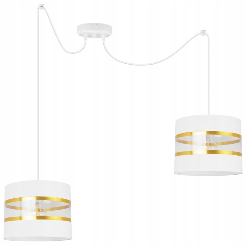 Lampa sufitowa wisząca Spider Elegance Gold modern 2xE27 abażur walec biały Light Home LH