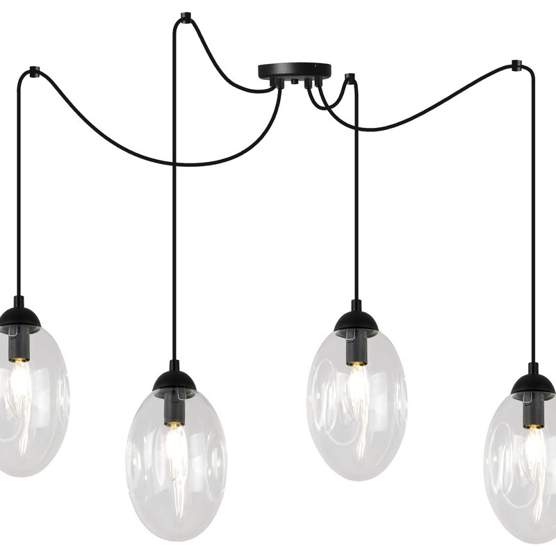Lampa sufitowa wisząca Vigo Spider modern 4xE14 abażur owalny transparentny Light Home LH