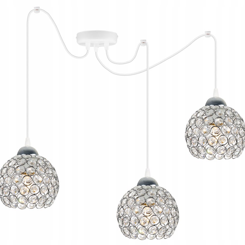 Lampa sufitowa wisząca Spider Crystal glam 3xE27 abażur półkulisty kryształowy transparentny Light Home LH