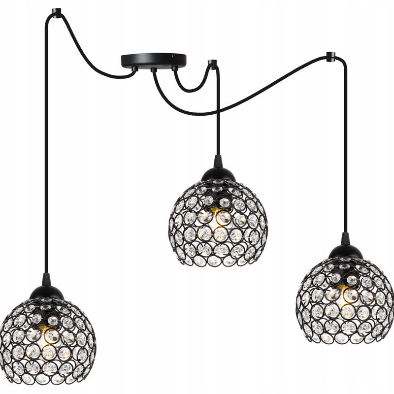 Lampa sufitowa wisząca Spider Crystal elegance 3xE27 abażur kryształ grafitowy Light Home LH