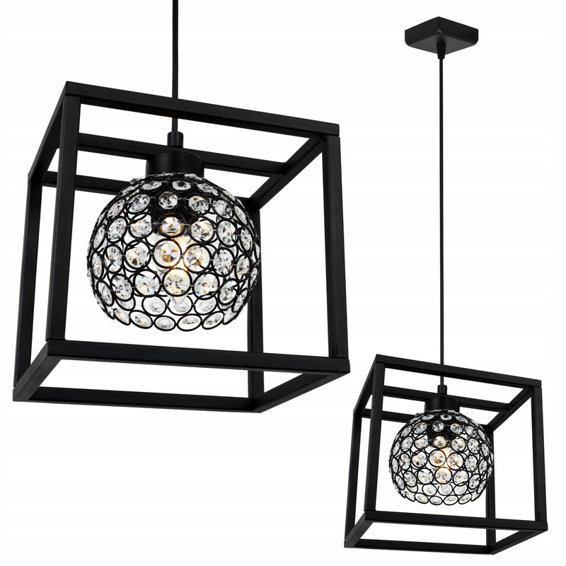Lampa sufitowa wisząca Crystal Cage modern 1xE27 abażur kula kryształowa grafitowa Light Home LH