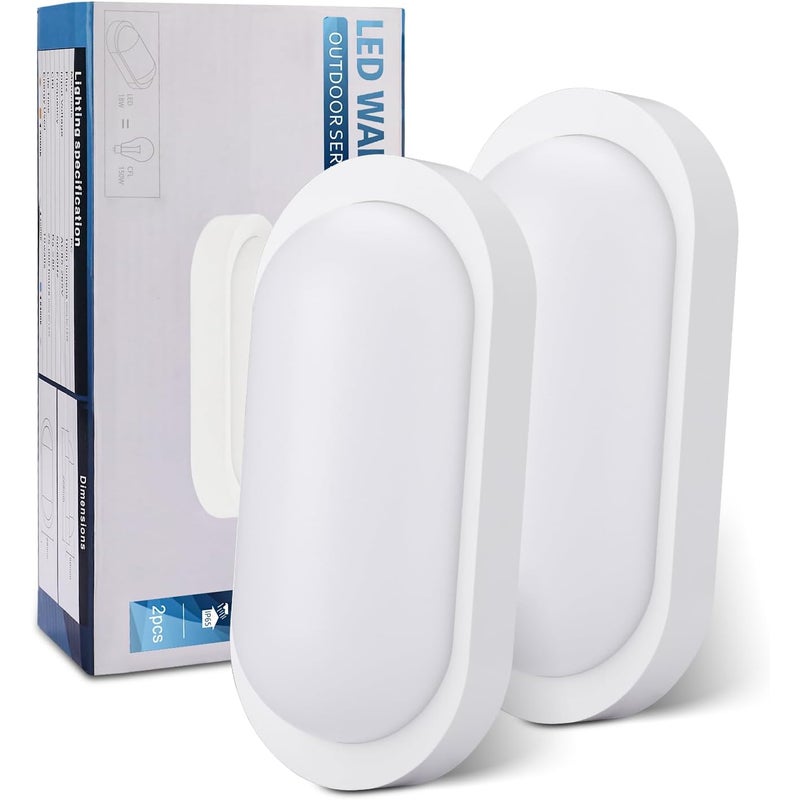 Zestaw 2 lamp zewnętrznych LED LOVHAUS 18 W, oświetlenie zewnętrzne LED IP65, wysoka jasność 4000 K, nowoczesny design, balkon ogrodowy