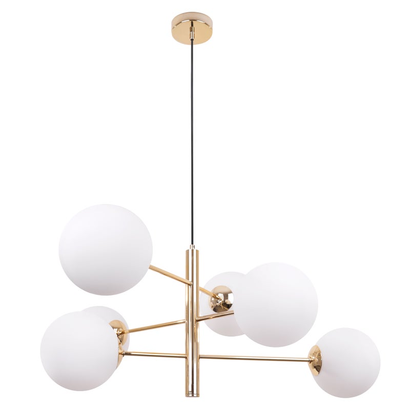 Lampa sufitowa wisząca Vicenza modern 6xE27 abażur kula biała/złota Light Home LH
