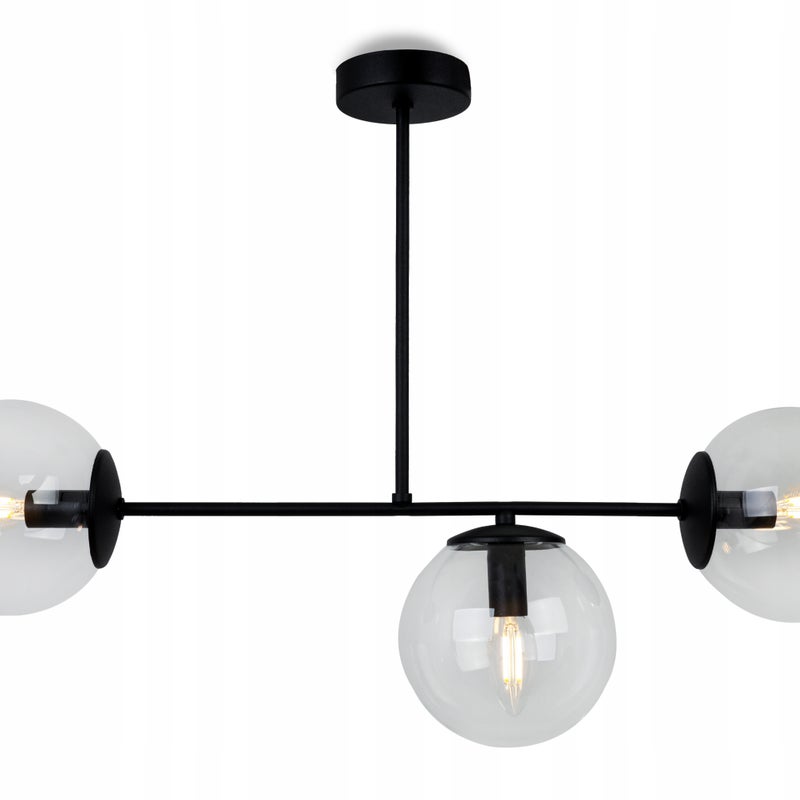 Lampa sufitowa wisząca Tuluza elegance 3xE27 abażur kule transparentne/czarne Light Home LH