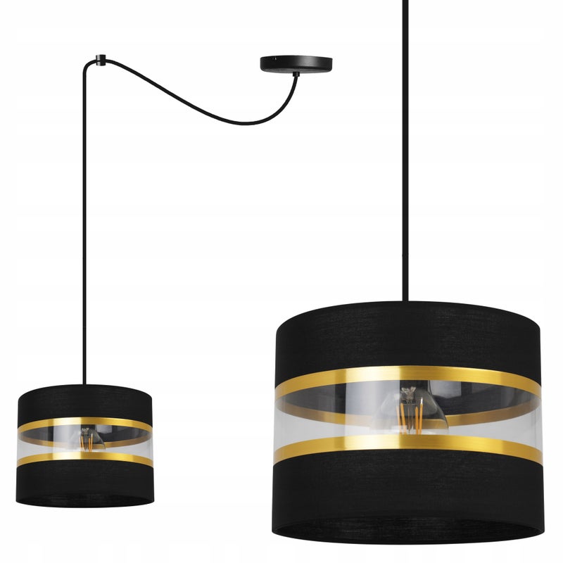 Lampa sufitowa wisząca Spider Elegance Gold modern 1xE27 abażur walec czarny Light Home LH