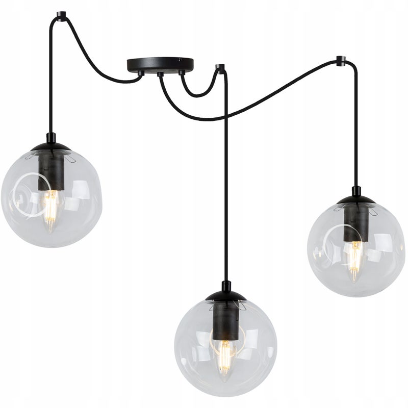 Lampa sufitowa wisząca Spider Monako boho 3xE27 abażur kula transparentna Light Home LH