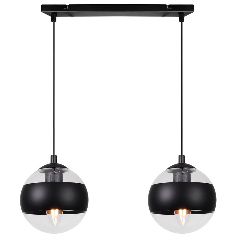 Lampa sufitowa wisząca Toledo elegance 2xE27 abażur kula czarno/transparentna Light Home LH