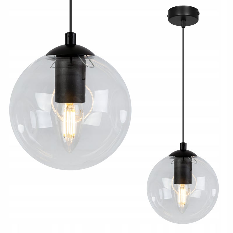 Lampa sufitowa wisząca Monako modern 1xE27 abażur kula transparentna Light Home LH