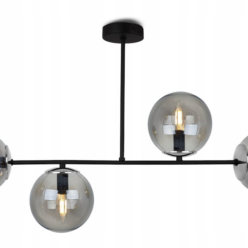 Lampa sufitowa wisząca Tuluza czarna loft 4xE27 klosz szklana kula grafitowy/srebrny Light Home LH