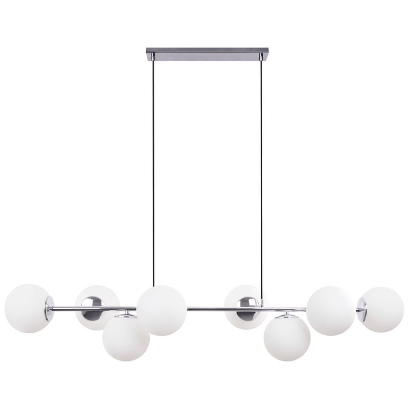 Lampa sufitowa wisząca Siena modern 8xE14 abażur kula srebrna/biała Light Home LH