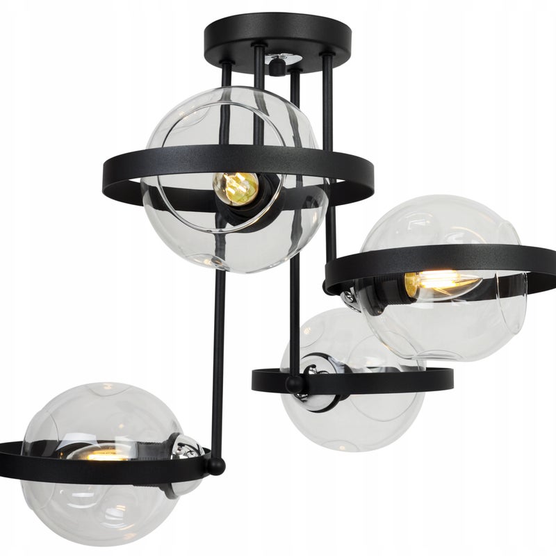 Lampa sufitowa wisząca Ring Rio modern 4xE27 abażur kule transparentne Light Home LH