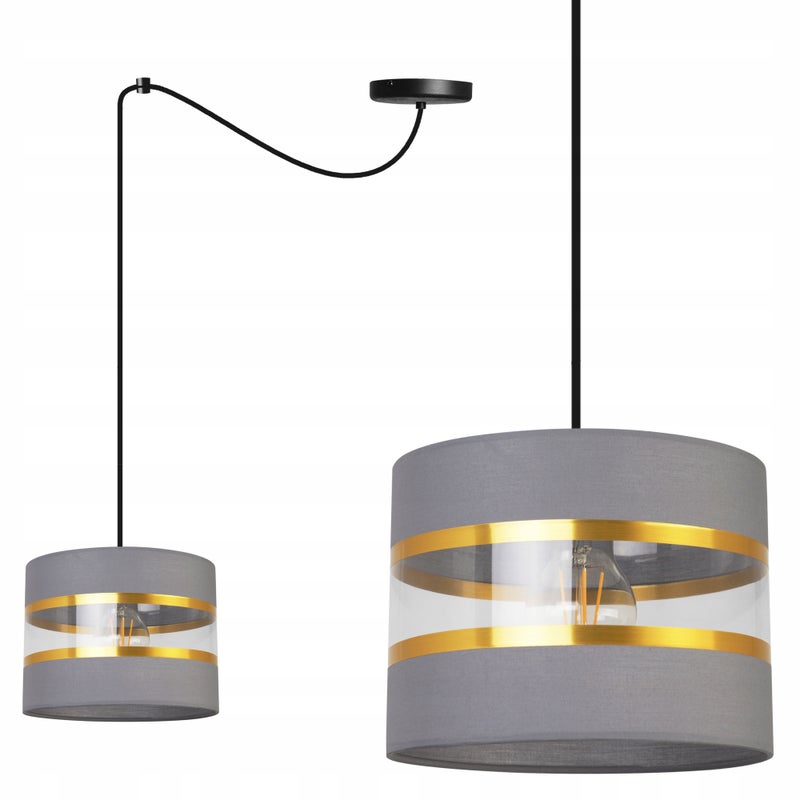 Lampa sufitowa wisząca Spider Elegance Gold modern 1xE27 abażur walec czarno/szary Light Home LH