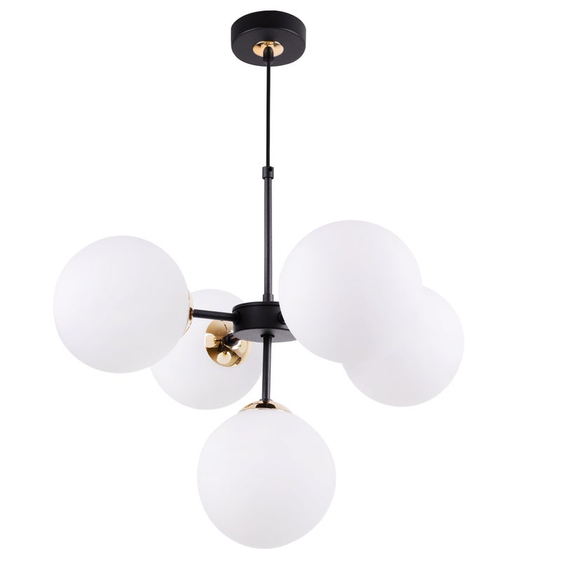 Lampa sufitowa wisząca Imperia modern 5xE14 abażur kula złota/biała Light Home LH