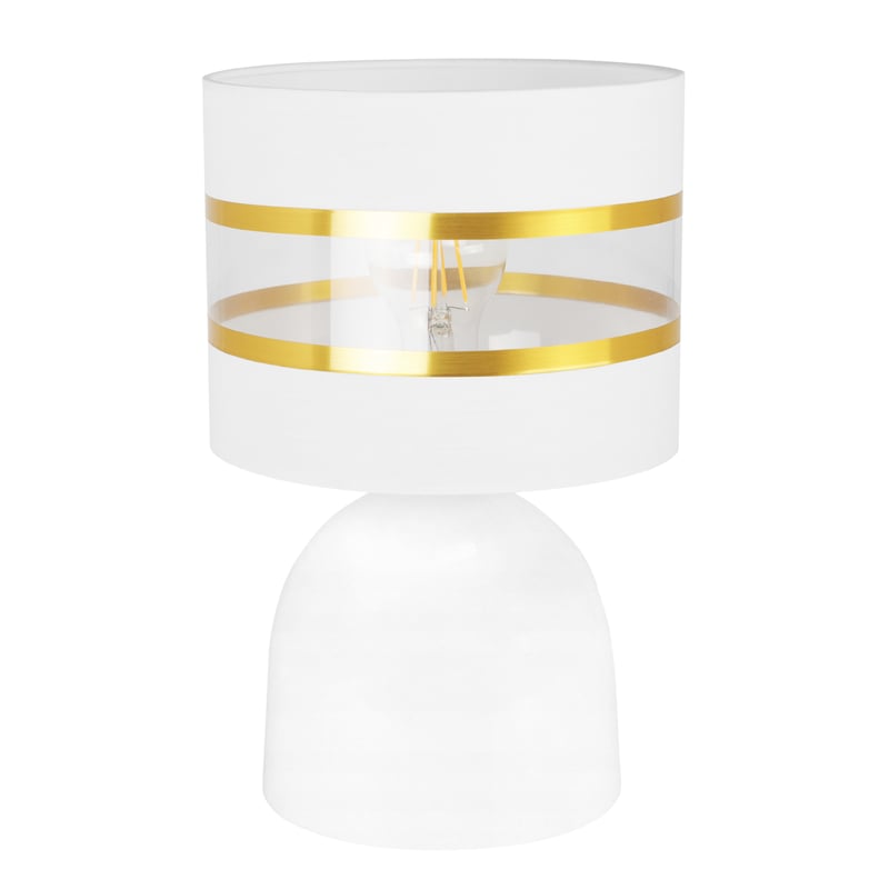 Lampa nocna stołowa Elegance Gold Neli 1xE27 klosz walec biały 20cm Light Home LH